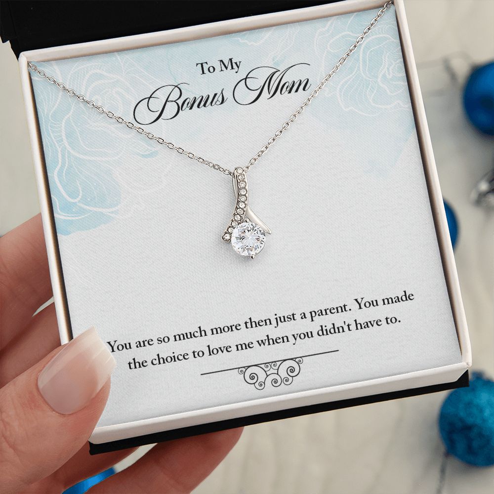 My Bonus Mom Necklace, Dear Mom, Mother's Day Necklace, Gift for Mom from Daughter, Son, Amazing Mom, Perfect Mother Mother's Day Gift, Love Knot Necklace Message Card and Gift Box Styles on Birthday, Christmas, Anniversary  Allruing Necklace