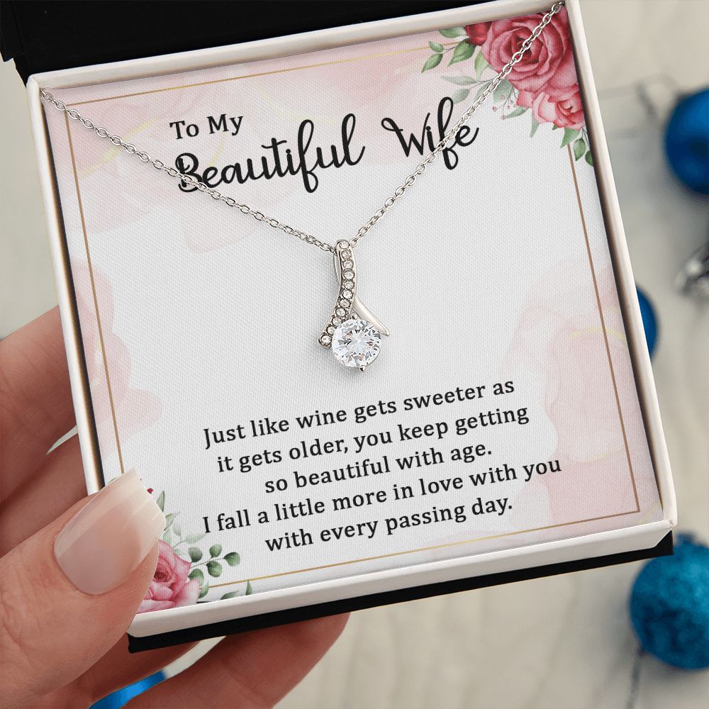 To My Wife Necklace Romantic Gifts For Her Unique Necklaces For Wife From Husband Cute Valentines Day Anniversary Birthday For Wife, Meaningful Necklace Message Card and Gift Box Styles on Birthday, Christmas, Anniversary Allruing Necklace