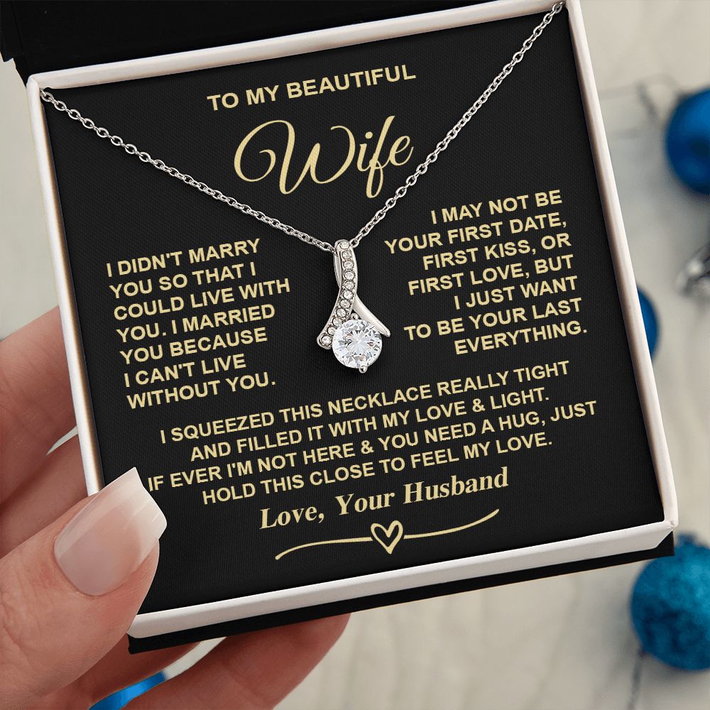 Wife Necklace Gifts from Husband, Gifts for Wife Birthday Gifts from Husband, Necklaces for Wife from Husband to My Wife Message Card and Necklace Gift Box Gift Box Styles on Birthday, Christmas, Wedding, Anniversary, Valentine Allruing Necklace