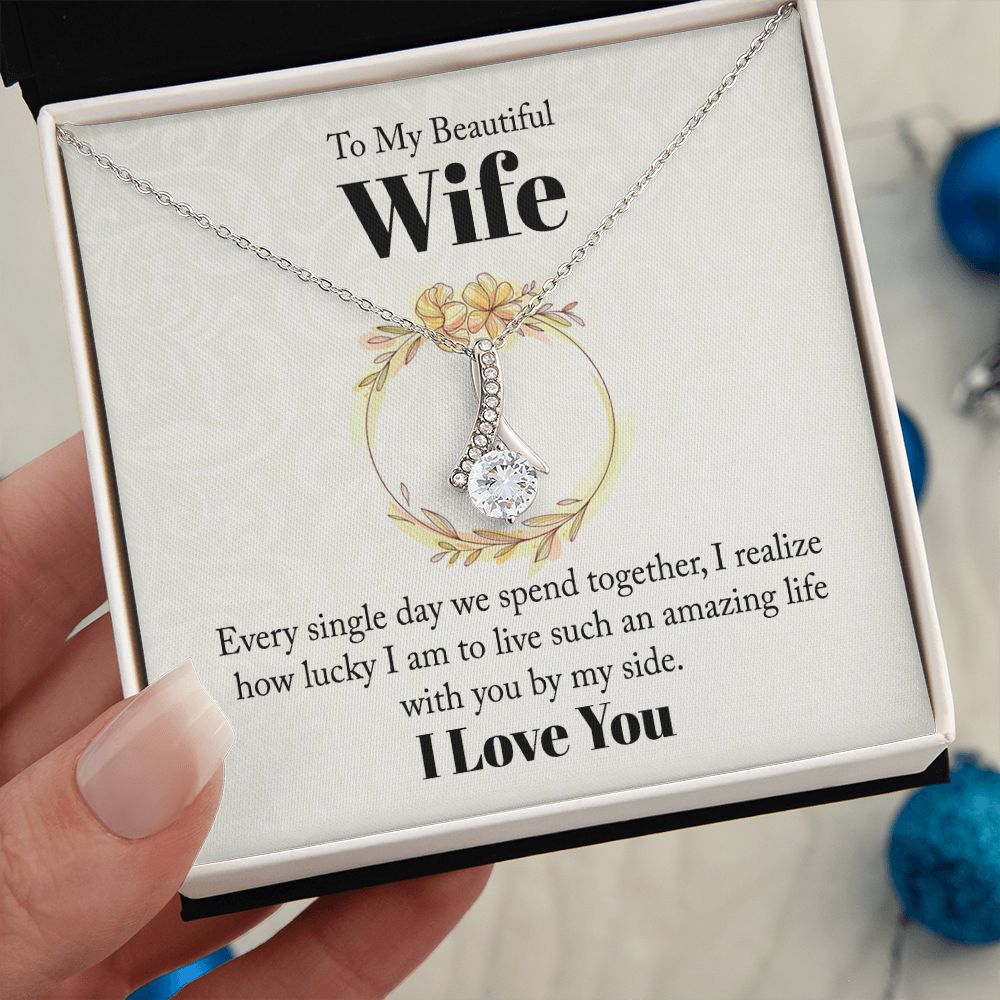 Wife Necklace Gifts From Husband, Wedding Anniversary Jewelry For Wife From Husband, Wife Birthday From Husband, Necklaces For Wife From Husband To My Wife Necklace, Necklace Message Card and Gift Box Styles on Birthday, Christmas, Anniversary  Allruing N