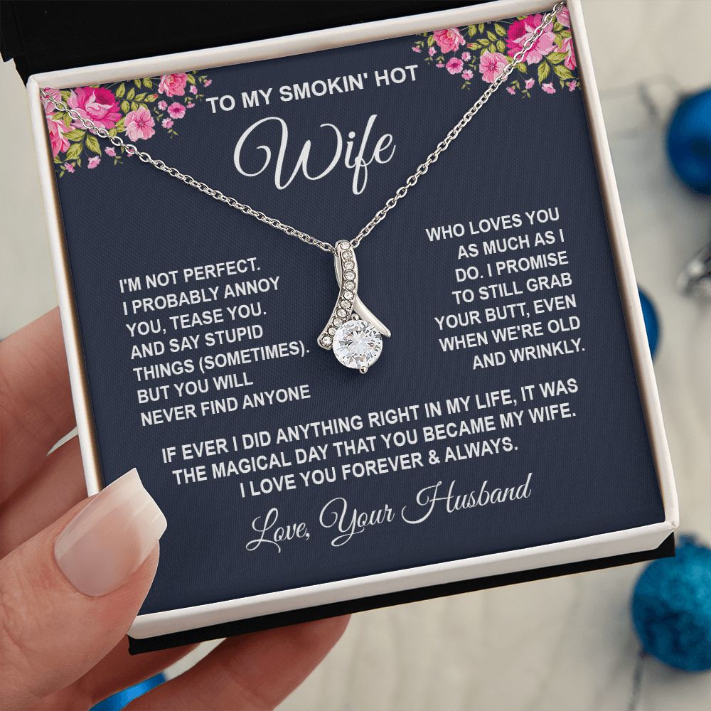 Wife Necklace Gifts from Husband, Wedding Anniversary Gifts for Wife from Husband, Wife Birthday Gifts from Husband, To My Wife Necklace Message Card and Necklace Gifts Box Gift Box Styles on Birthday, Wedding, Anniversary, Valentine Allruing Necklace