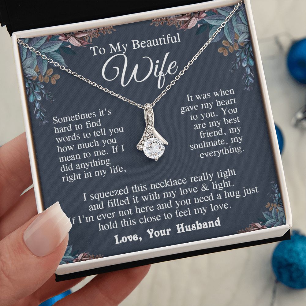 Wife Necklace from Husband, Valentine Romantic Gift for Wife from Husband to My Wife Necklaces for Wife Birthday Gifts, Wife Jewelry Necklace Message Card and Necklace Gift Box Gift Box Styles on Birthday, Wedding, Anniversary, Valentine Allruing Necklace