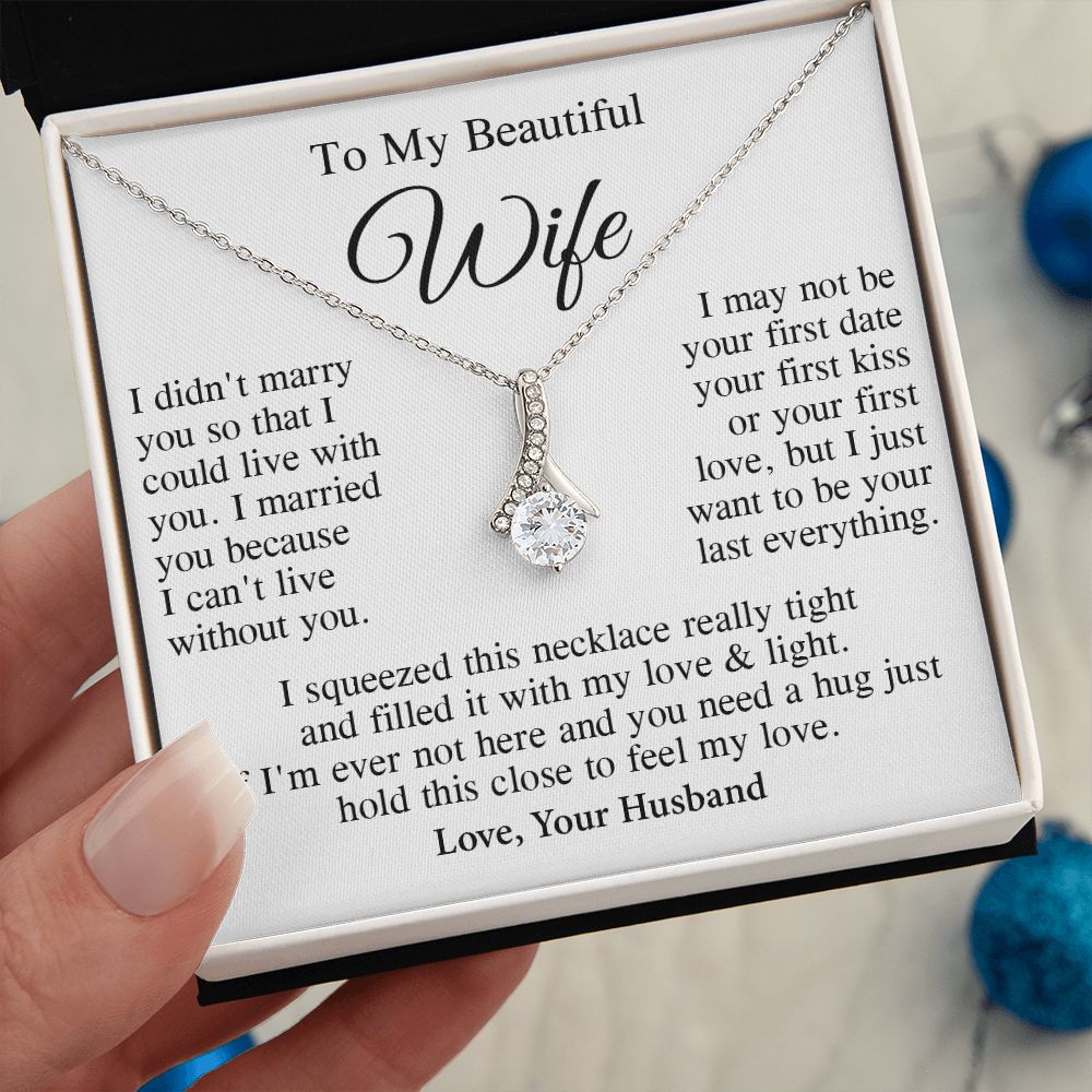 Wife Necklace Gift From Husband, Wedding Anniversary Romantic Gifts for Wife from Husband, Wife Birthday Gifts Message Card and Necklace Gifts Box Gift Box Styles on Birthday, Wedding, Anniversary, Valentine Allruing Necklace