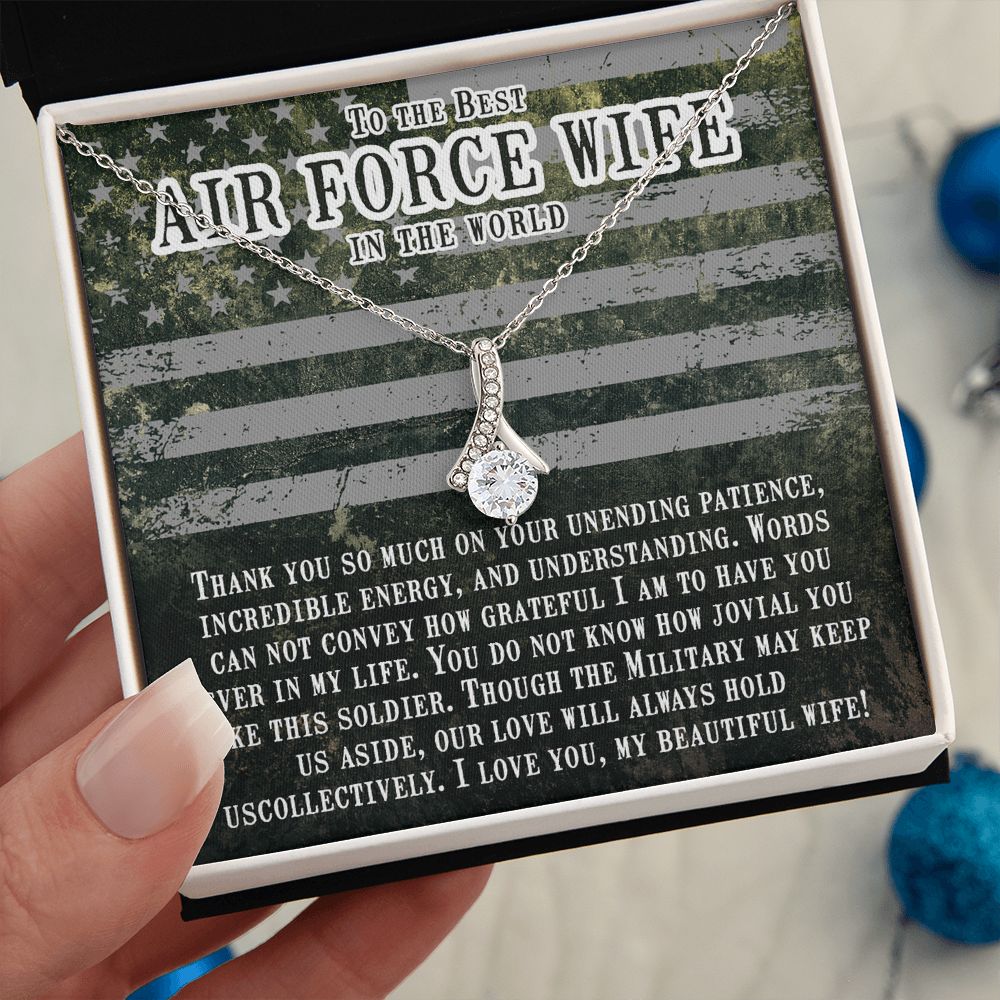 Couples Gifts, Air Force Wife Necklace Gifts From Husband, Wedding Anniversary Jewelry For Wife From Husband, Wife Birthday From Husband, To My Beautiful Wife Girlfriend Message Card and Gift Box styles On Birthday, Christmas, Anniversary  Allruing Neckla