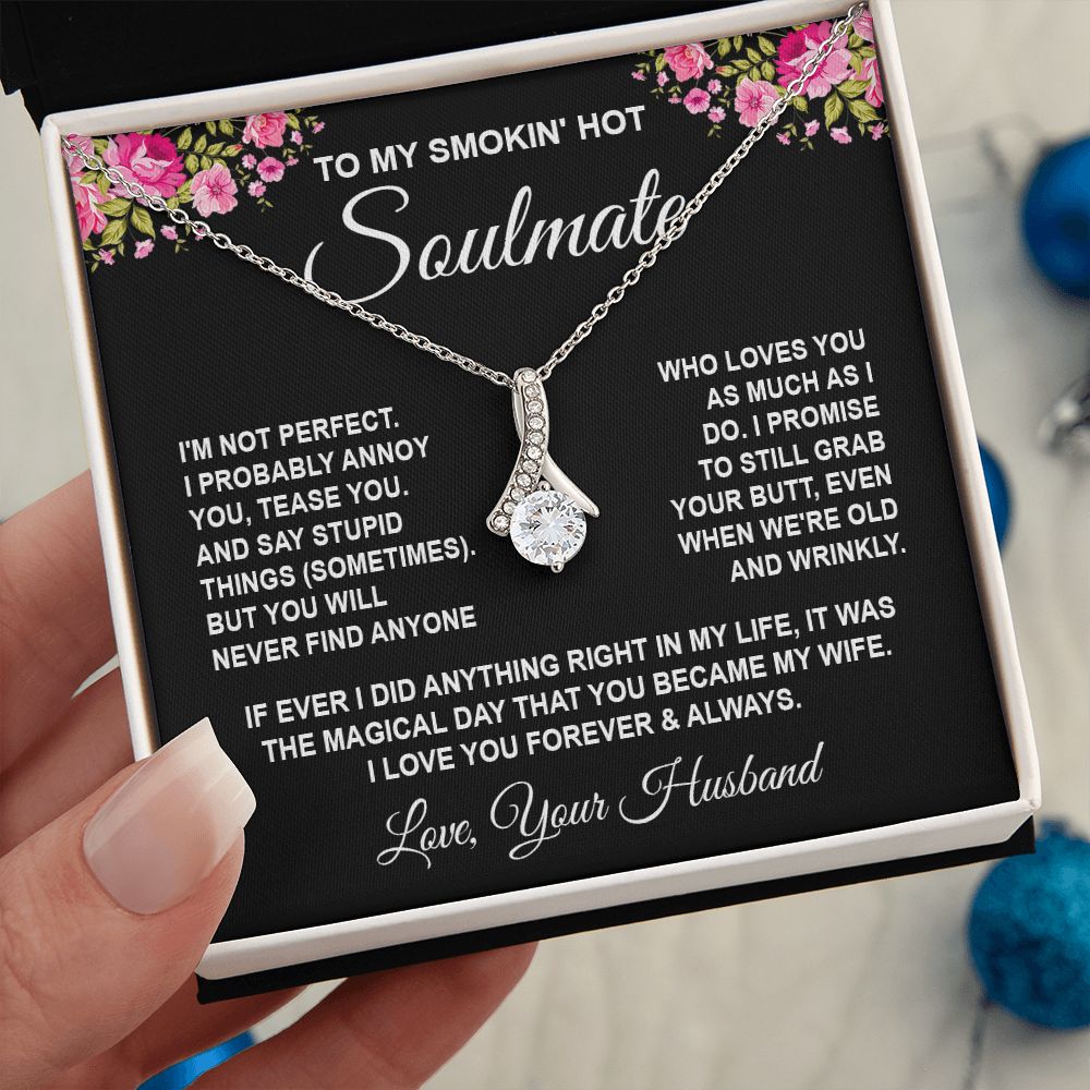 Soulmate Necklace Gifts from Husband, Wedding Gifts for Wife from Husband, Wife Birthday Gifts from Husband, To My Wife Necklace Message Card and Necklace Gifts Box Gift Box Styles on Birthday, Wedding, Anniversary, Valentine Allruing Necklace