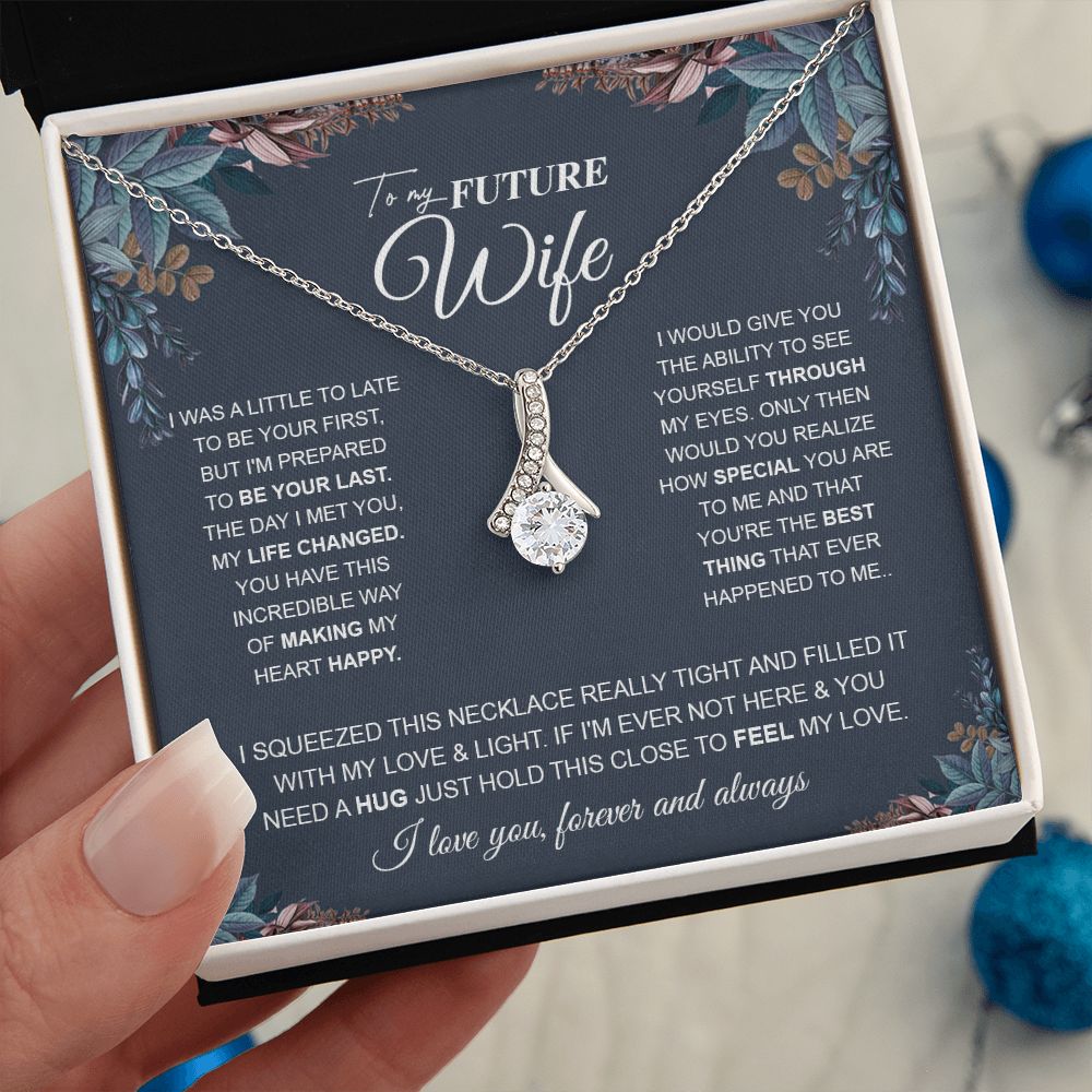 to My Future Wife Necklace Future Wife Gifts, Promise Necklace For Her, Fiance Gifts For Her, Anniversary Birthday Gifts For Future Wife With Message Card Box LED, Soulmate Necklace For Women, To My Wife Necklace Allruing Necklace