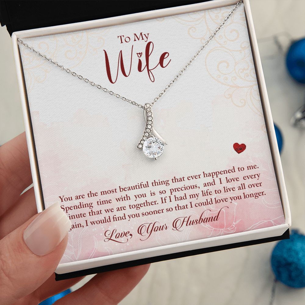 Couples Gifts,My Wife Girlfriend Necklace Gifts From Husband, Wedding Anniversary Jewelry For Wife From Husband, Wife Birthday From Husband, To My Beautiful Wife Girlfriend Message Card and Gift Box styles On Birthday, Christmas, Anniversary  Allruing Nec