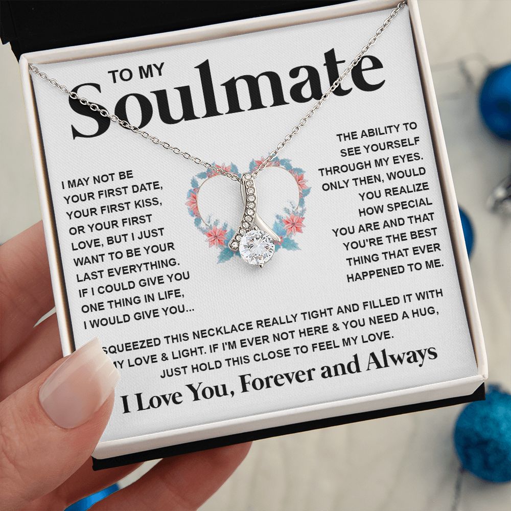 Couples Gifts Necklace To My Soulmate Necklace Valentine Christmas Jewelry Romantic Gifts For My Wife Pendant Jewelry with Message Card and Box Necklaces for Women Valentines Day Happy Anniversary Wedding Present Allruing Necklace