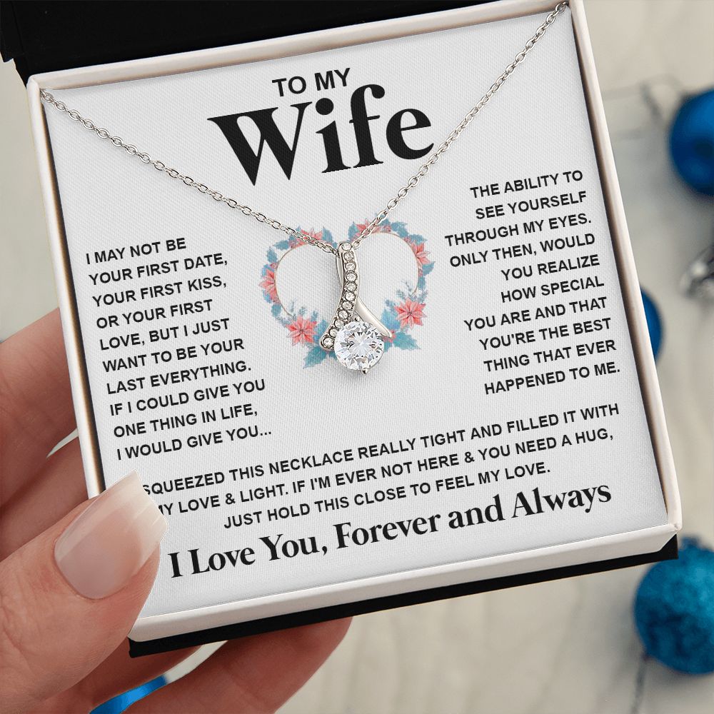 Couples Gifts Necklace To My Wife Necklace Valentine Christmas Jewelry Romantic Gifts For My Wife Pendant Jewelry with Message Card and Box Necklaces for Women Valentines Day Happy Anniversary Wedding Present Allruing Necklace