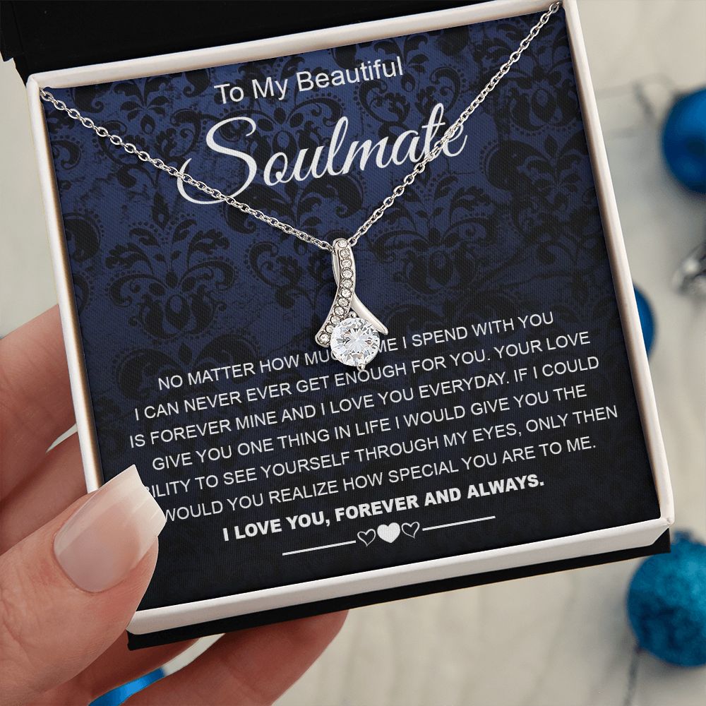 To My Beautiful Soulmate Necklace Birthday Gifts for Wife Gifts from Husband, Wife Valentine Gifts, Gift for Wife, Message Card and Necklace Gift Box Gift Box Styles on Birthday, Wedding, Anniversary, Valentine Allruing Necklace