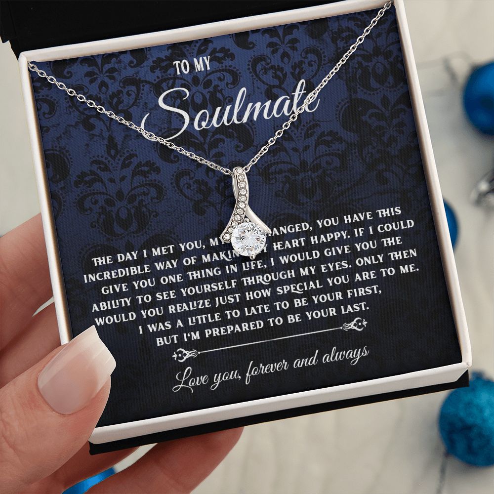 To My Soulmate Necklace Gift, Necklaces For Wife from Husband, Soulmate Necklace to My Beautiful Wife, Necklace For Soulmate with Message Card and Necklace Gift Box Gift Box Styles on Birthday, Christmas, Wedding, Anniversary, Valentine Allruing Necklace