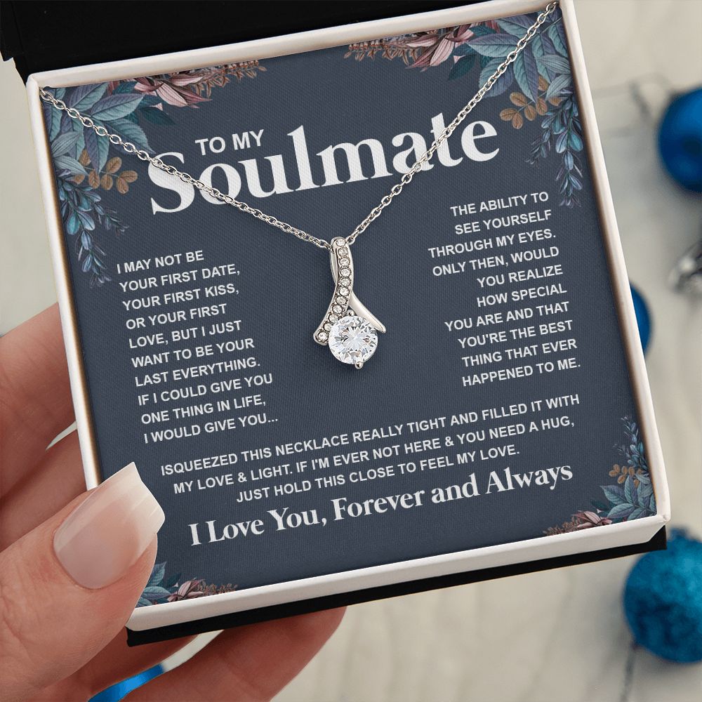 Couples Gifts Necklace To My Soulmate Necklace Anniversary Valentine Jewelry Romantic Gifts For My Wife Pendant Jewelry with Message Card and Box Necklaces for Women Valentines Day Happy Anniversary Wedding Present Allruing Necklace