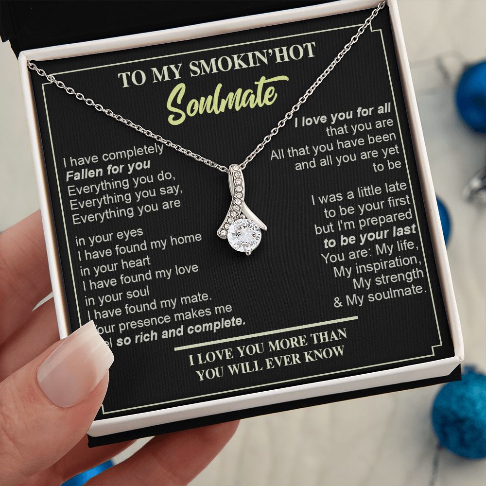 Couples Gifts, Necklace To My Hot Soulmate Necklace Gifts For My Wife with Future Wife Soulmate Girlfriend Necklaces Customer Name Message Card and Gift Box styles On Birthday, Christmas, Anniversary Allruing Necklace