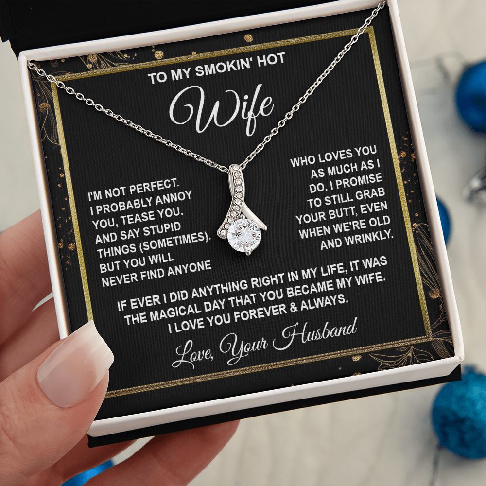 Wife Necklace Gifts from Husband, Anniversary Gifts for Wife from Husband, Wife Valentine Gift from Husband, To My Wife Necklace Message Card and Necklace Gifts Box Gift Box Styles on Birthday, Wedding, Anniversary, Valentine Allruing Necklace