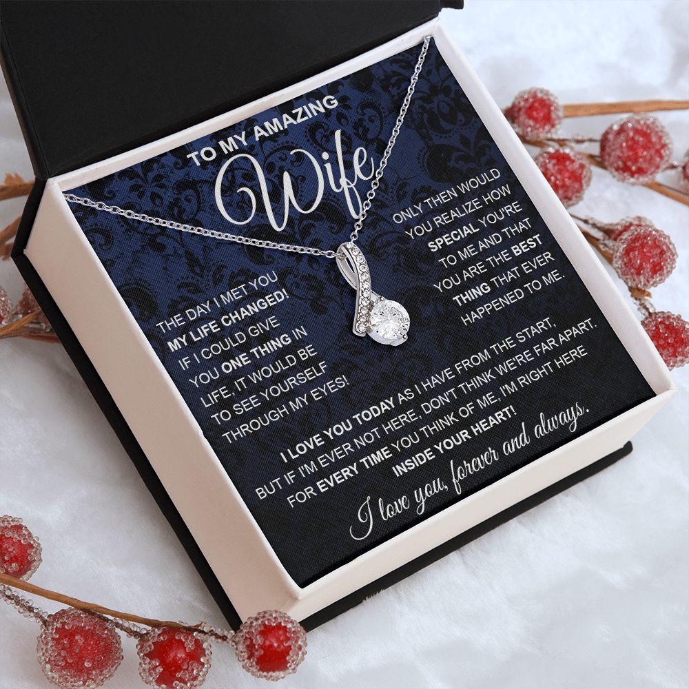 to My Wife Necklace, Soulmate Jewelry for Women, Wife Gifts from Husband, Anniversary Necklace for Wife Soulmate Gifts Future Wife Necklace Message Card and Gift Box Styles on Birthday, Wedding, Anniversary, Valentine Allruing Necklace