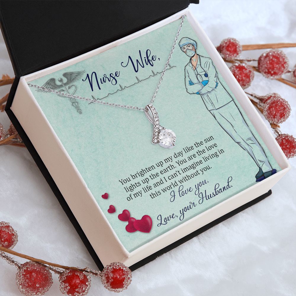 Couples Gifts, Nusre Wife Necklace Gifts From Husband, Wedding Anniversary Jewelry For Wife From Husband, Wife Birthday From Husband, To My Wife Message Card and Gift Box styles On Birthday, Christmas, Anniversary  Allruing Necklace
