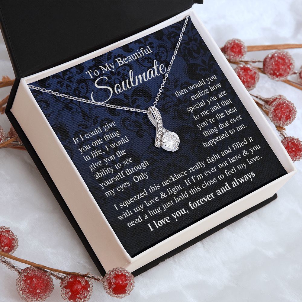 Soulmate Necklace Gift for Her, Soulmate Jewelry, Necklace for Future Wife, Valentine Anniversary Jewelry for Wife Necklace Gifts from Husband - Soulmate Gift Necklace with Message Card and Gift Box Allruing Necklace