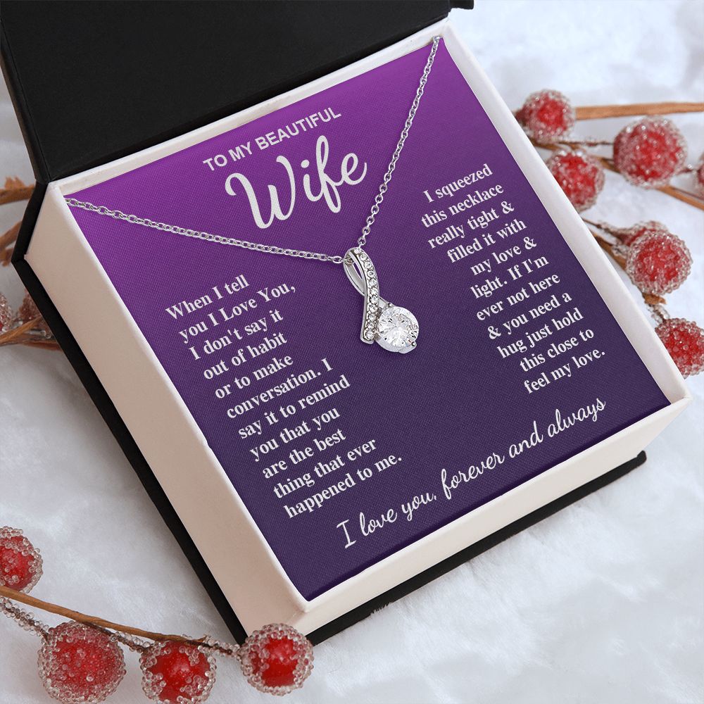 To My Beautiful Wife Necklace Gifts for Her, Soulmate for Wife Birthday Gifts from Husband, Valentine for Women, Soulmate Gifts, Message Card and Necklace Gifts Box Gift Box Styles on Birthday, Wedding, Anniversary, Valentine Allruing Necklace