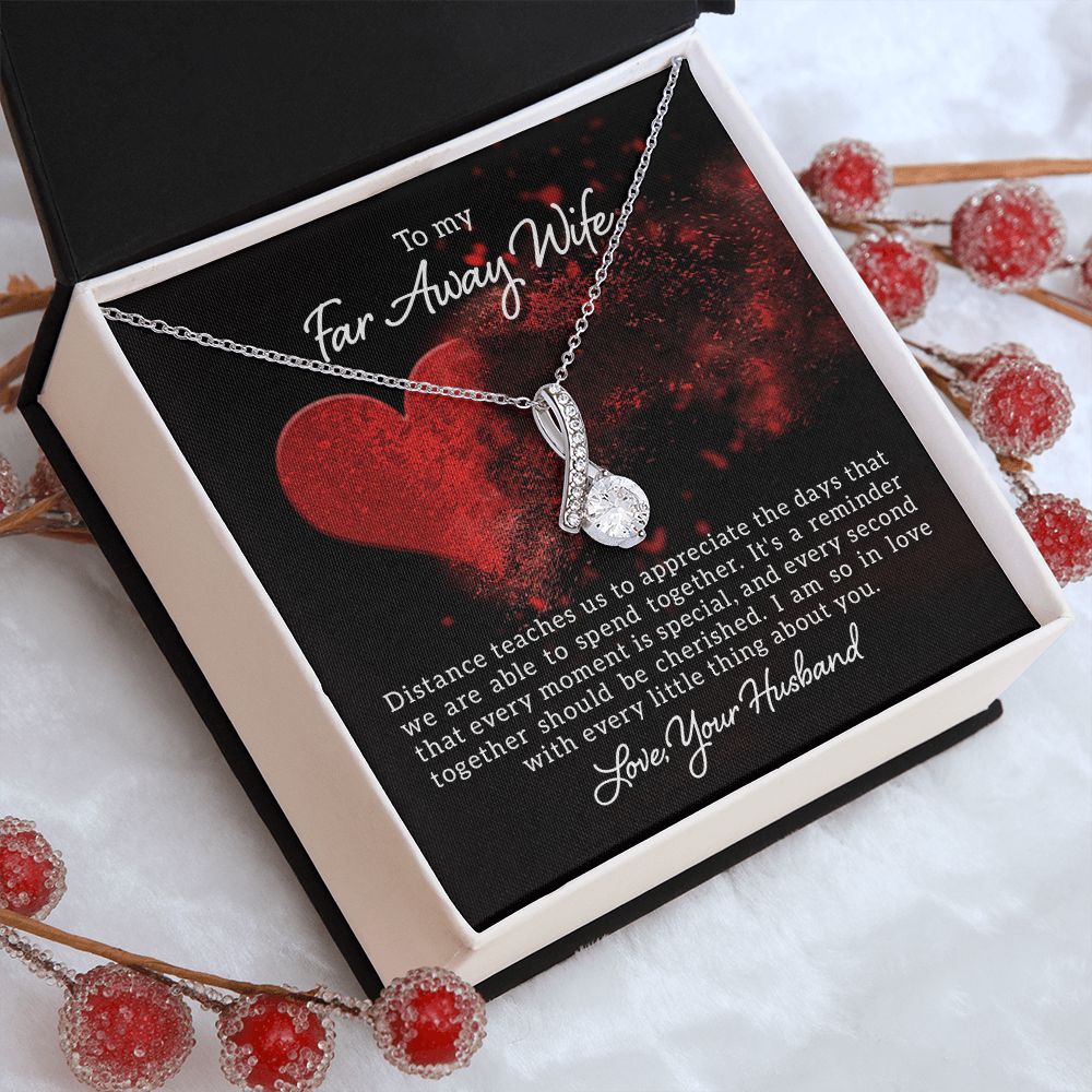 Couples Gifts, Far Away Wife Necklace Gifts From Husband, Wedding Anniversary Jewelry For Wife From Husband, Wife Birthday From Husband, To My Soulmate Message Card and Gift Box styles On Birthday, Christmas, Anniversary  Allruing Necklace