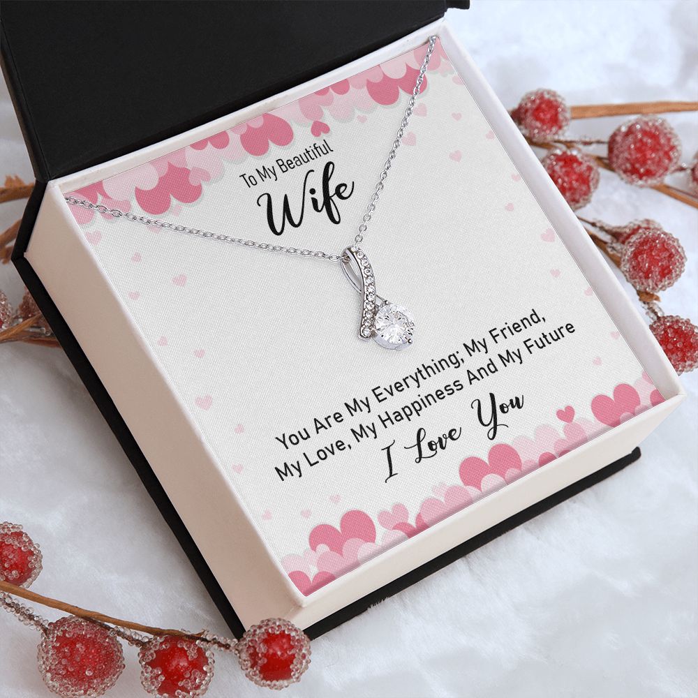 Couples Gifts Necklace To My Beautiful Wife Necklace Gifts For My Wife, I Love You, Love Knot Meaningful Necklace Message Card and Gift Box Styles on Birthday, Christmas, Anniversary Allruing Necklace
