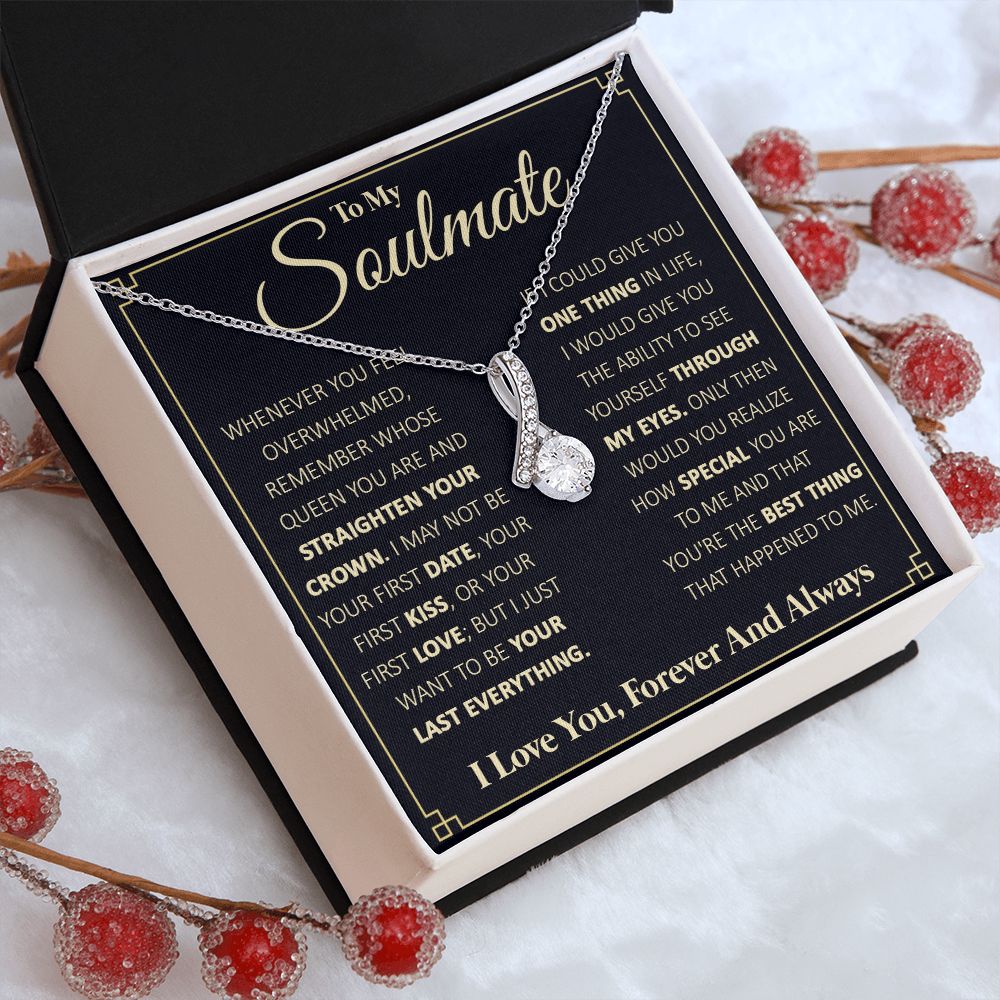 Couples Gifts, To My Beautiful Soulmate Necklace From Husband, Necklace For Wife From Husband, Wife Wedding From Husband, To My Wife, Necklace Custom Name Message Card and Gift Box Styles on Birthday, Christmas, Wedding, Anniversary Allruing Necklace