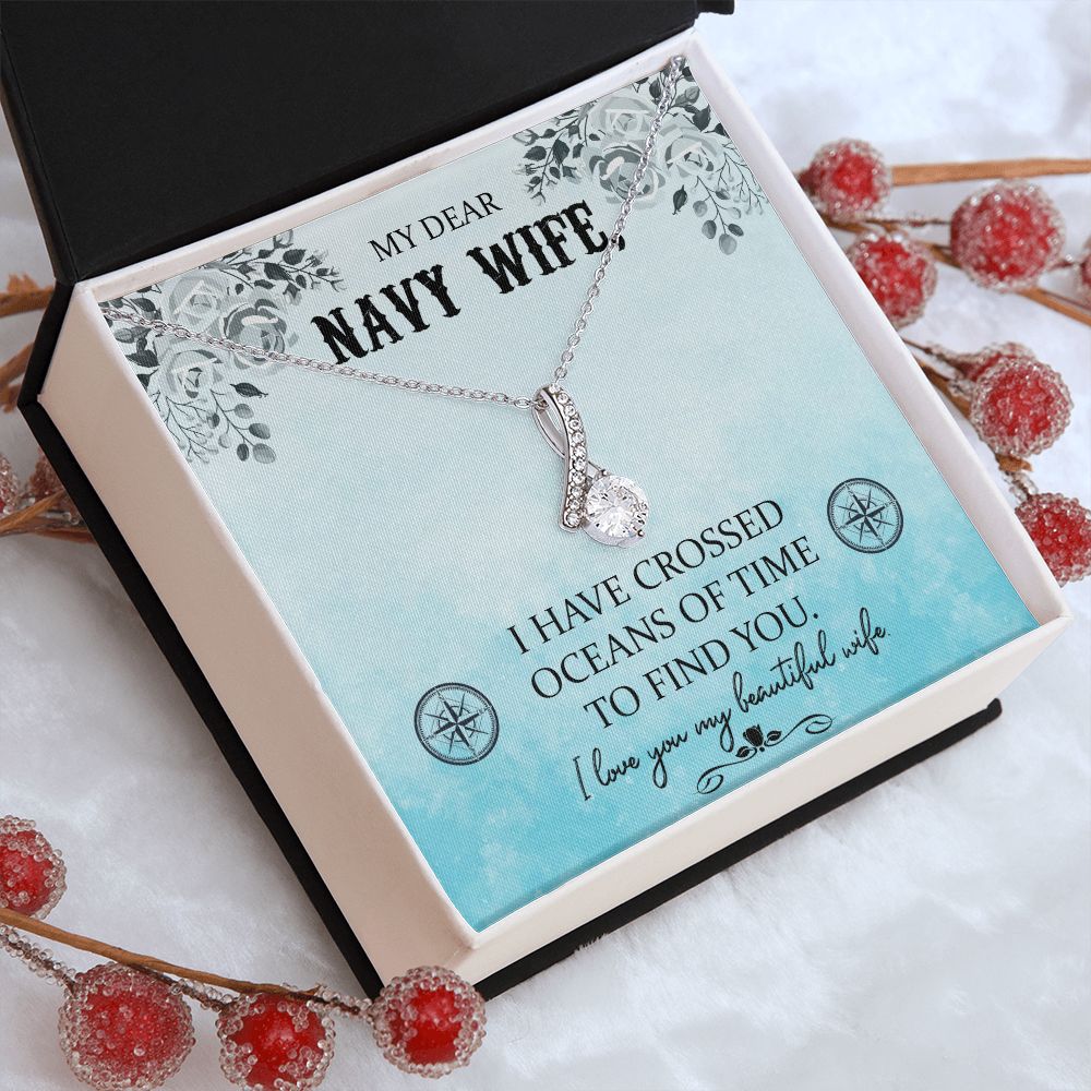 Couples Gifts, Dear Wife Necklace Gifts From Husband, Wedding Anniversary Jewelry For Wife From Husband, Wife Birthday From Husband, To My Beautiful Wife Girlfriend Message Card and Gift Box styles On Birthday, Christmas, Anniversary  Allruing Necklace