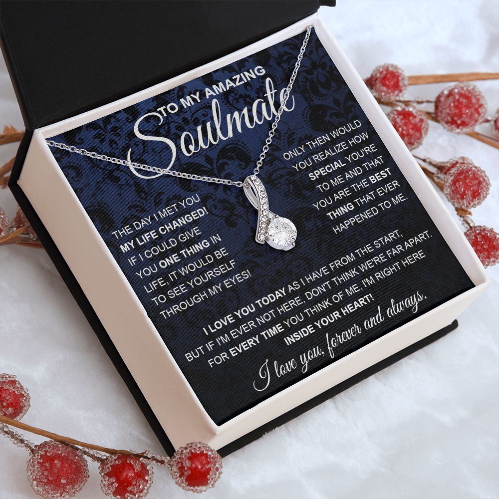 to My Soulmate Necklace, Soulmate Jewelry for Women, Wife Gifts from Husband, Anniversary Necklace for Wife Soulmate Gifts Future Wife Necklace Message Card and Gift Box Styles on Birthday, Wedding, Anniversary, Valentine Allruing Necklace
