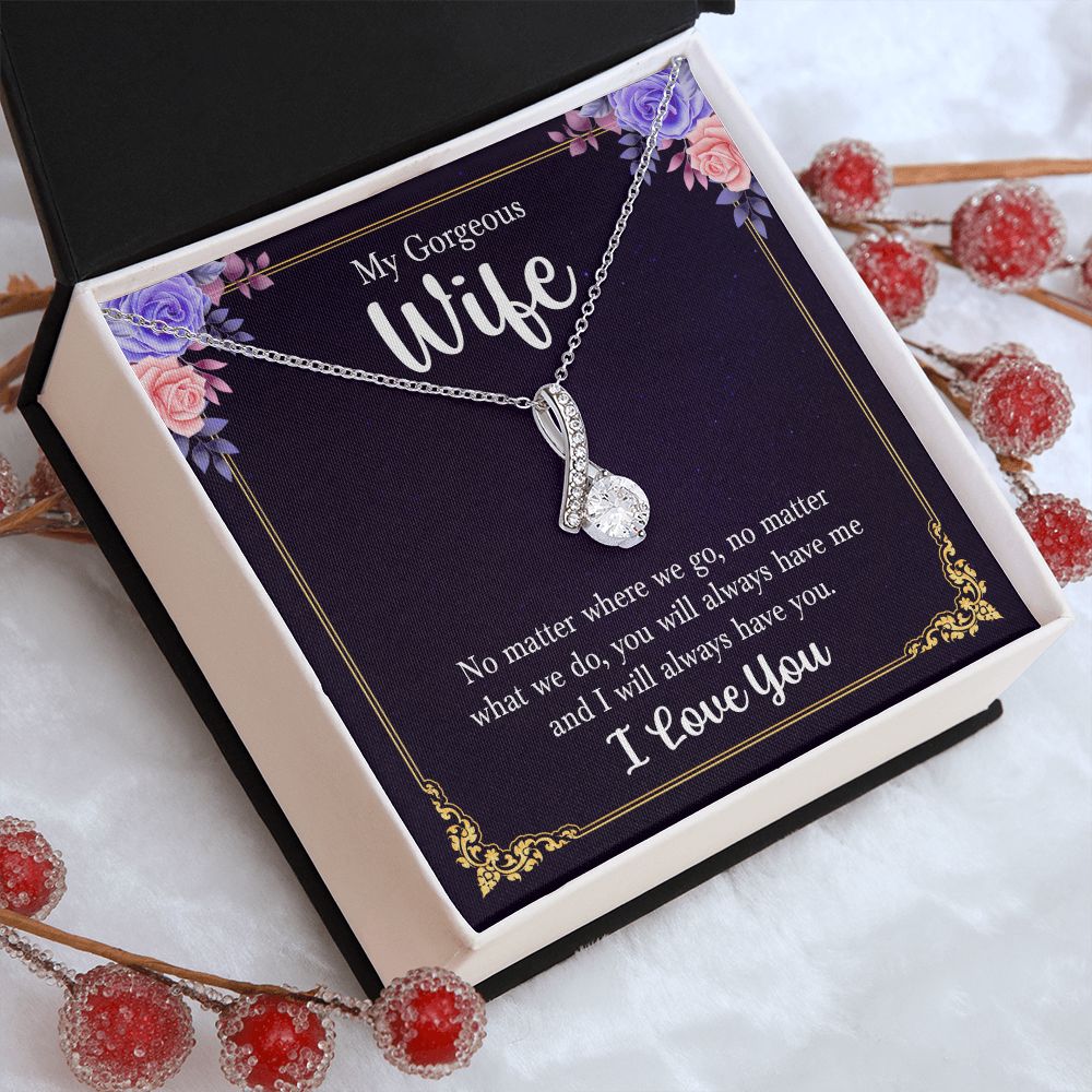 To My Wife Necklace Romantic Gifts For Her Unique Necklaces For Wife From Husband Cute Valentines Day Anniversary Birthday, Love Knot Meaningful Necklace Message Card and Gift Box Styles on Birthday, Christmas, Anniversary  Allruing Necklace