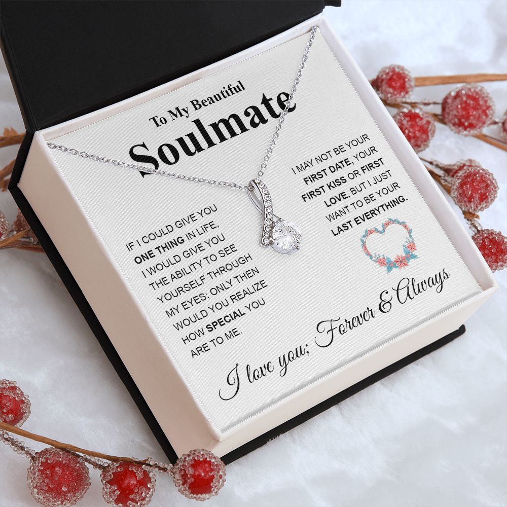 Beautiful Soulmate Necklace My Last Everything, Promise Necklace For Her, Fiance Gifts For Her, Valentine Gifts For Future Wife With Message Card Box LED, Soulmate Necklace For Women, To My Wife Necklace copy Allruing Necklace