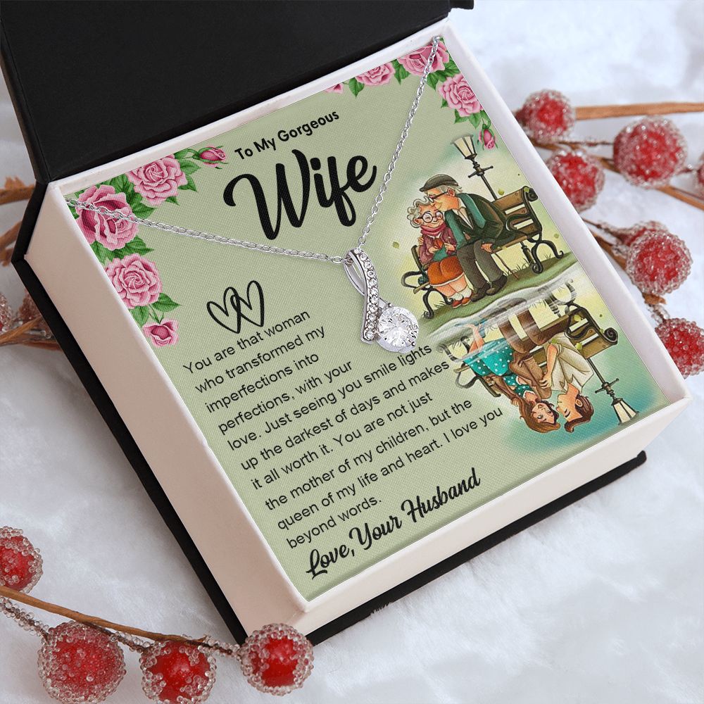 Couples Gifts Necklace To My Soulmate Necklace Gifts For My Wife with Future Wife Soulmate Girlfriend Necklaces Customer Name Message Card and Gift Box styles On Birthday, Christmas, Anniversary Allruing Necklace