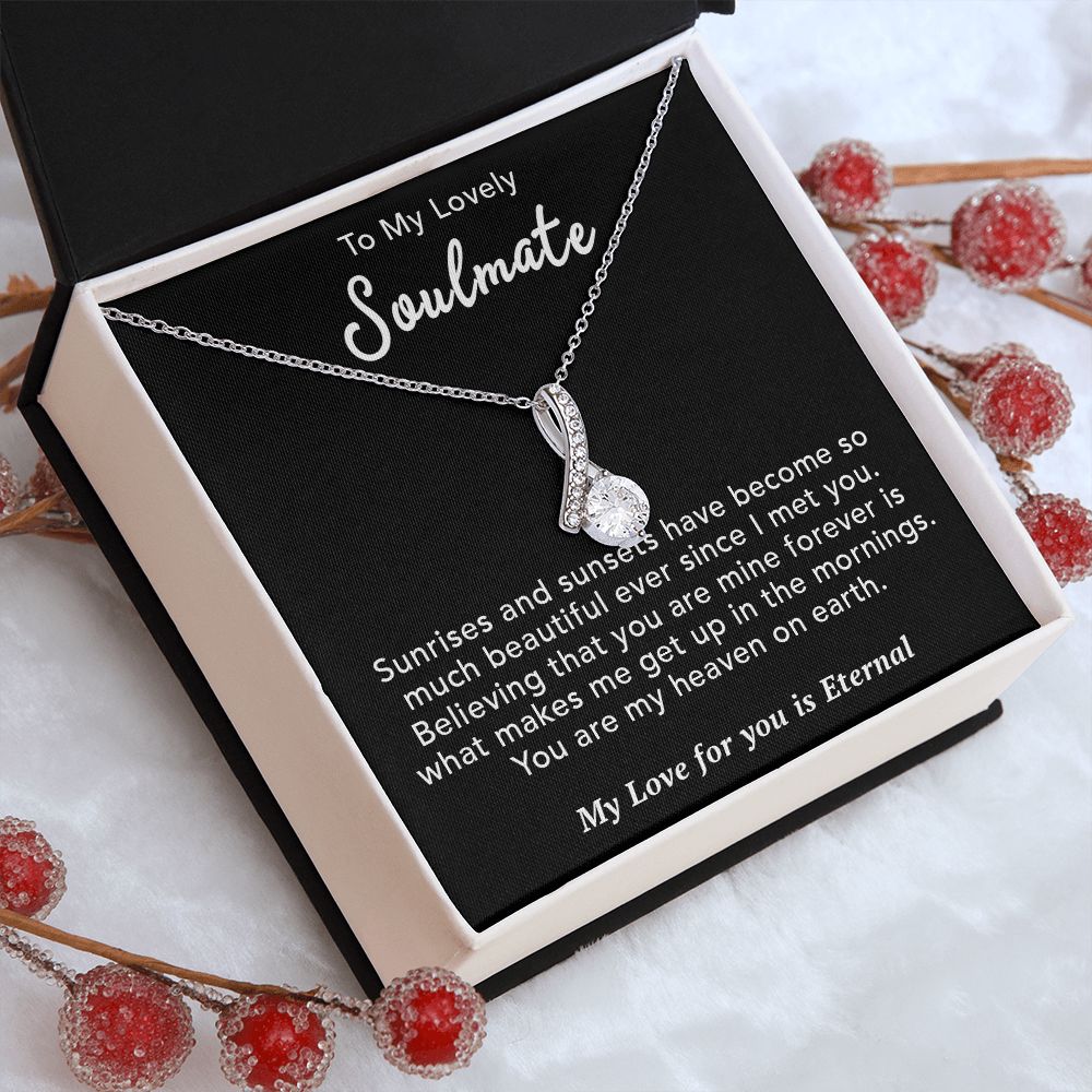 To My Lovely Soulmate Necklace Gift From Husband To My Badass Wife Pendant Valentine Jewelry with Message Card and Gift Box. Gift for Wife. Necklace Gift Set for Wife Necklace Gifts Box Gift Box Styles Allruing Necklace