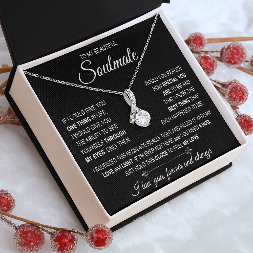 To My Soulmate Necklace for Women, Necklaces For Wife from Husband, Soulmate Necklace to My Future Wife Necklace, Necklace For Girlfriend with Message Card and Necklace Gift Box Gift Box Styles on Birthday, Christmas, Wedding, Anniversary Allruing Necklac