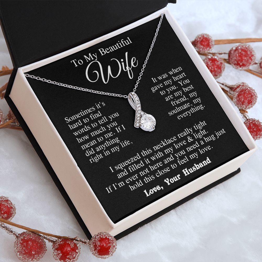 Wife Necklace from Husband, Wedding Anniversary Romantic Gifts for Wife from Husband to My Wife Necklaces for Wife Birthday Gifts, Wife Jewelry Necklace Message Card and Necklace Gift Box Gift Box Styles on Birthday, Wedding, Anniversary, Valentine Allrui