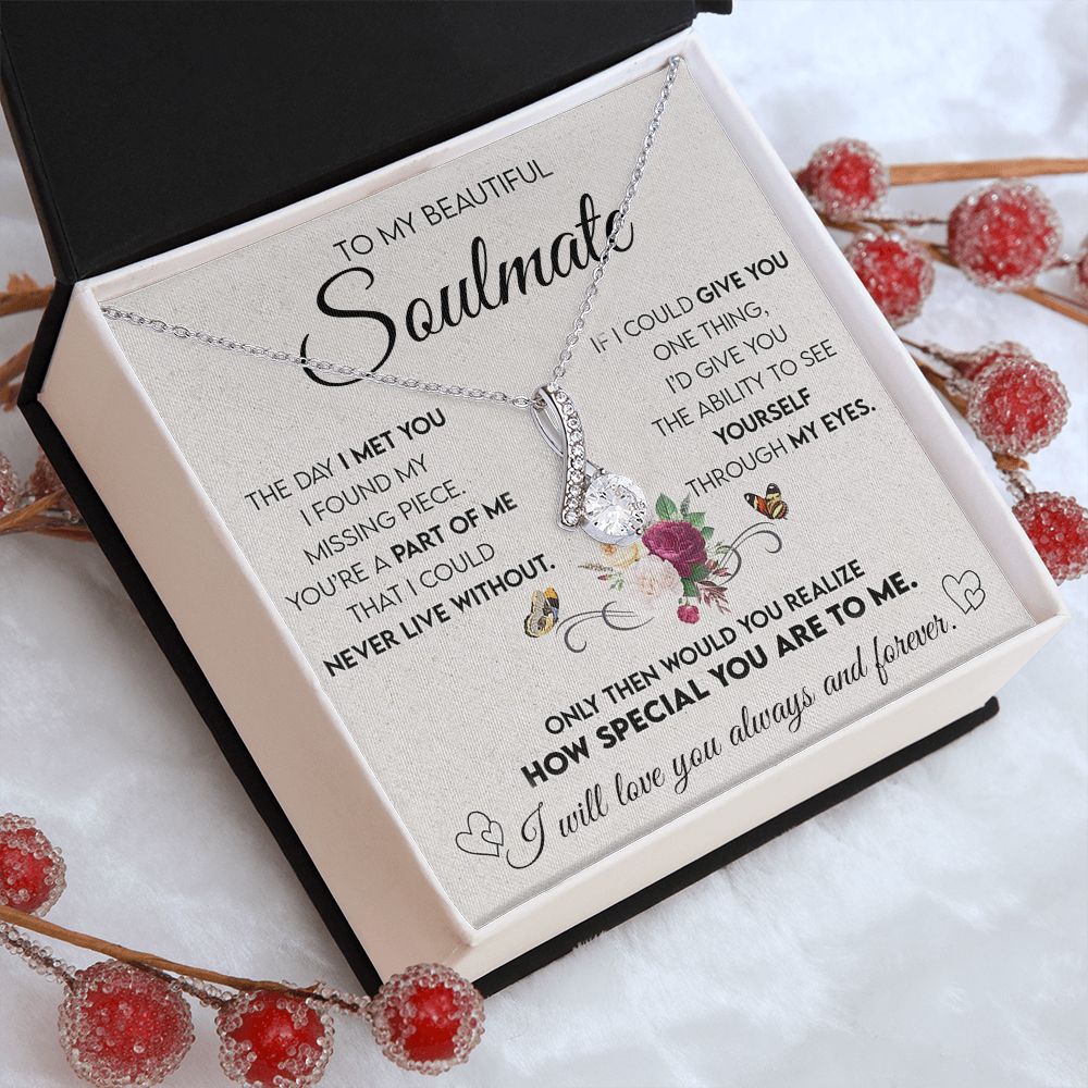 Personalized Valentine Gift For Wife, To My Soulmate Necklace For Women, Soulmate Jewelry, To My Wife Necklace From Husband, Necklace Custom Name Message Card and Gift Box Styles on Birthday, Christmas, Wedding, Anniversary Allruing Necklace