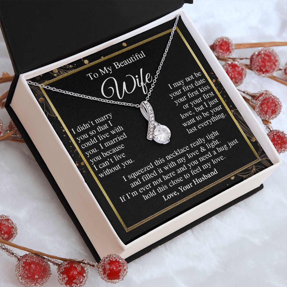 Wife Necklace Gift From Husband, Anniversary Romantic Gifts for Wife from Husband, Wife Wedding Gifts Message Card and Necklace Gifts Box Gift Box Styles on Birthday, Wedding, Anniversary, Valentine Allruing Necklace