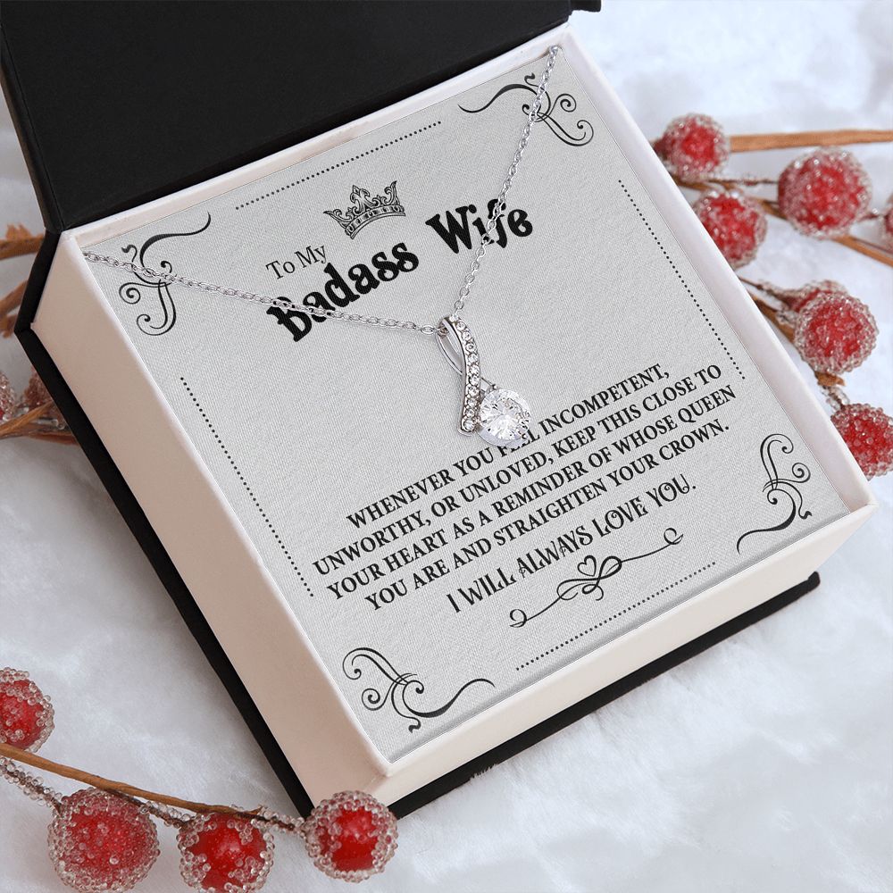 Personalized Valentine Gift For Badass Wife, To My Wife Necklace For Women, Soulmate Necklace, To My Wife Necklace From Husband, Necklace Custom Name Message Card and Gift Box Styles on Birthday, Christmas, Wedding, Anniversary Allruing Necklace