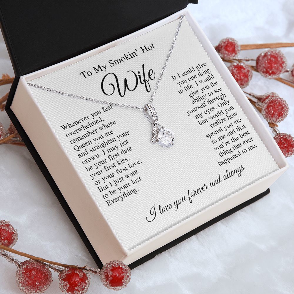 To My Beautiful Wife Necklace, Wedding Anniversary Jewelry for Women, Anniversary Gifts For Wife From Husband To My Wife Necklace Message Card and Necklace Gift Box Gift Box Styles on Birthday, Wedding, Anniversary, Valentine Allruing Necklace