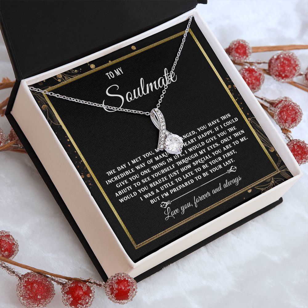 To My Soulmate Necklace, Necklaces For Wife from Husband, Soulmate Necklace to My Beautiful Wife, Necklace For Soulmate with Message Card and Necklace Gift Box Gift Box Styles on Birthday, Christmas, Wedding, Anniversary, Valentine Allruing Necklace