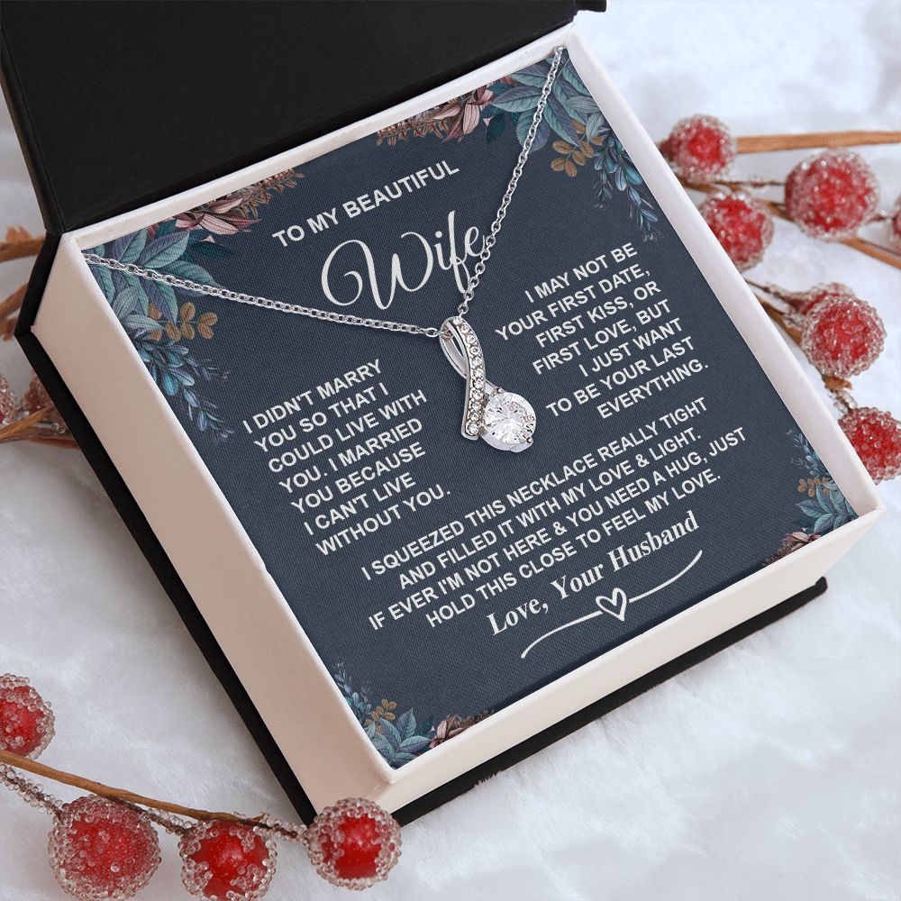 Wife Necklace Gifts from Husband, Gifts for Wife Anniversary from Husband, Necklaces for Wife from Husband to My Wife Message Card and Necklace Gift Box Gift Box Styles on Birthday, Wedding, Anniversary, Valentine Allruing Necklace