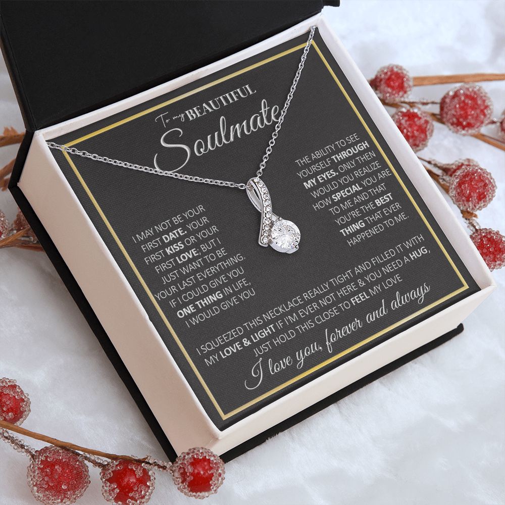 To My Future Wife Necklace, to my Wife Necklace, Necklaces For Wife From Husband, To My Beautiful Soulmate Necklace, Necklace Custom Name Message Card and Gift Box Styles on Birthday, Christmas, Wedding, Anniversary, Valentine Allruing Necklace
