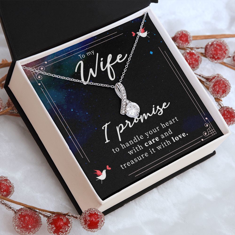 Birthday For Wife, Love Necklace Gifts For Wife From Husband, To My Soulmate Necklace For Women, To My Wife Necklace Wedding Anniversary, I Love You, Love Knot Meaningful Necklace Message Card and Gift Box Styles on Birthday, Christmas, Anniversary Allrui