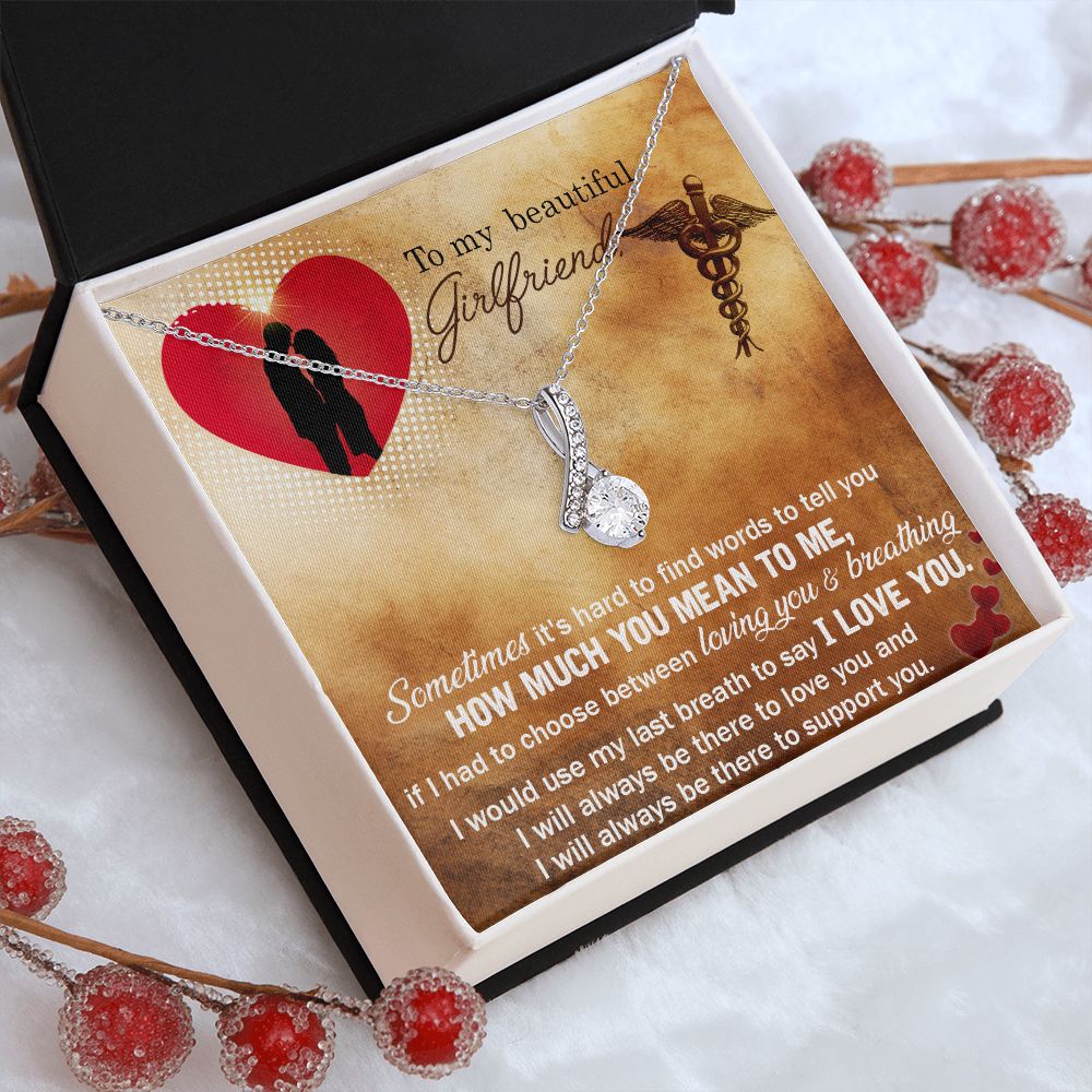 Couples Gifts, Nusre Wife Necklace Gifts From Husband, Wedding Anniversary Jewelry For Wife From Husband, Wife Birthday From Husband, To My Beautiful Girlfriend Message Card and Gift Box styles On Birthday, Christmas, Anniversary  Allruing Necklace