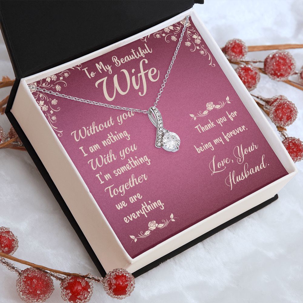 Couples Gifts,To My Wife Girlfriend Necklace Gifts From Husband, Wedding Anniversary Jewelry For Wife From Husband, Wife Birthday From Husband, To My Beautiful Wife Girlfriend Message Card and Gift Box styles On Birthday, Christmas, Anniversary  Allruing