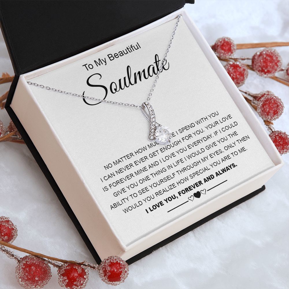 To My Beautiful Soulmate Necklace Valentine Gifts for Wife Gifts from Husband, Wife Anniversary Gifts, Gifts for Wife, Message Card and Necklace Gift Box Gift Box Styles on Birthday, Wedding, Anniversary, Valentine Allruing Necklace