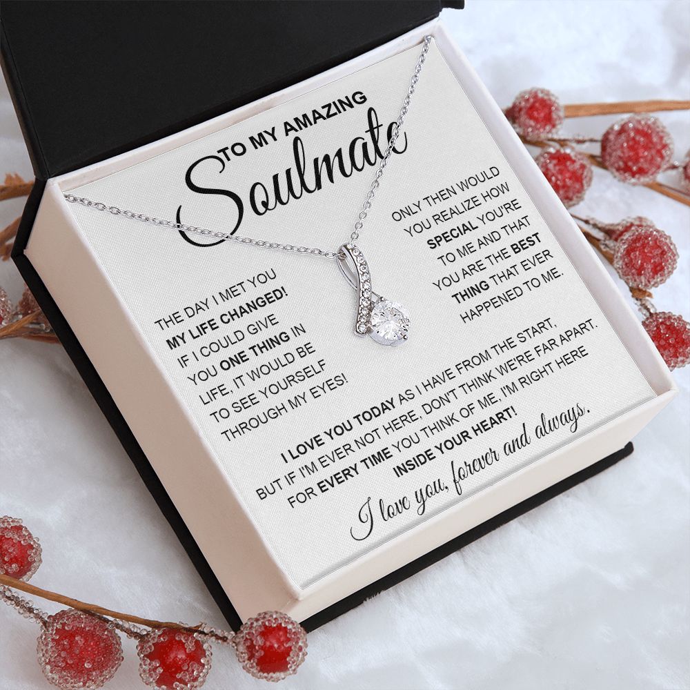 to My Soulmate Necklace, Soulmate Jewelry for Women, Wife Gifts from Husband , Valentine Necklace for Wife Soulmate Gifts Future Wife Necklace Message Card and Gift Box Styles on Birthday, Wedding, Anniversary, Valentine Allruing Necklace