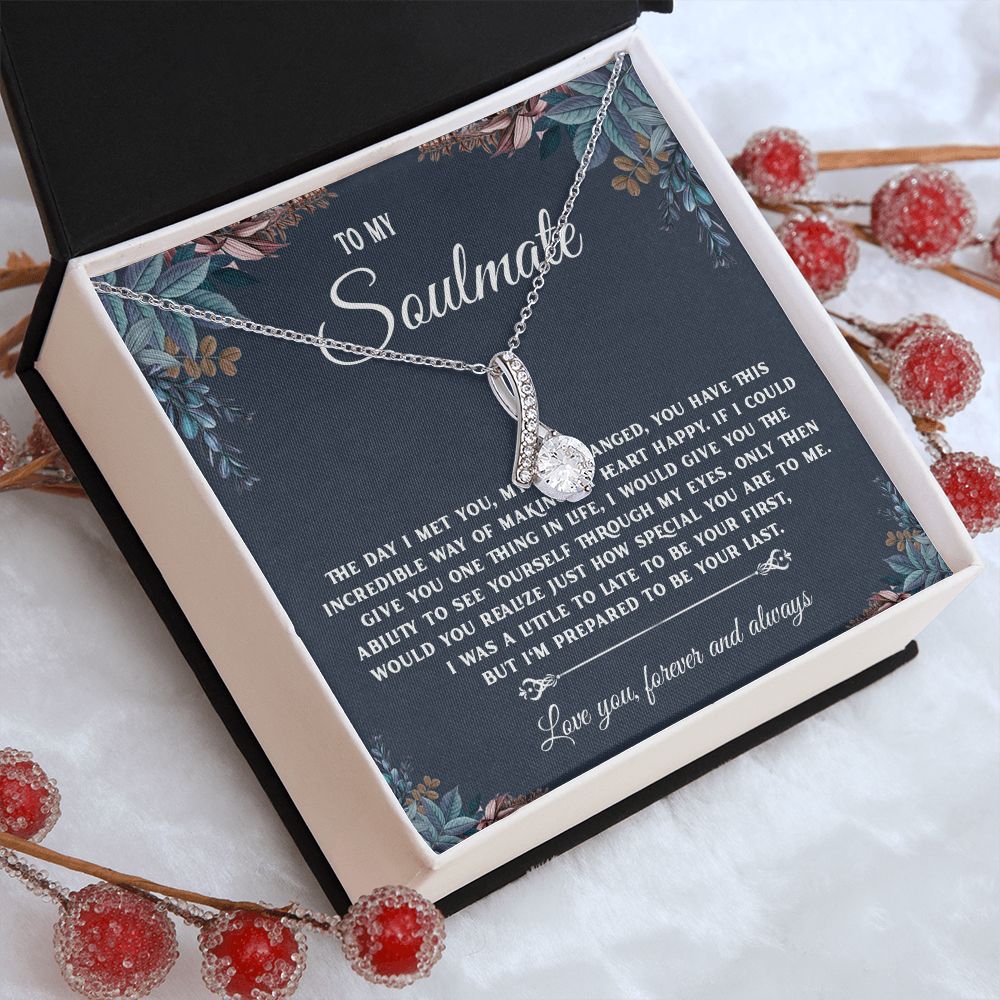 To My Soulmate Necklace Gift, Necklaces For Wife from Husband, Soulmate Necklace to My Beautiful Soulamte, Necklace For Soulmate with Message Card and Necklace Gift Box Gift Box Styles on Birthday, Christmas, Wedding, Anniversary, Valentine Allruing Neckl