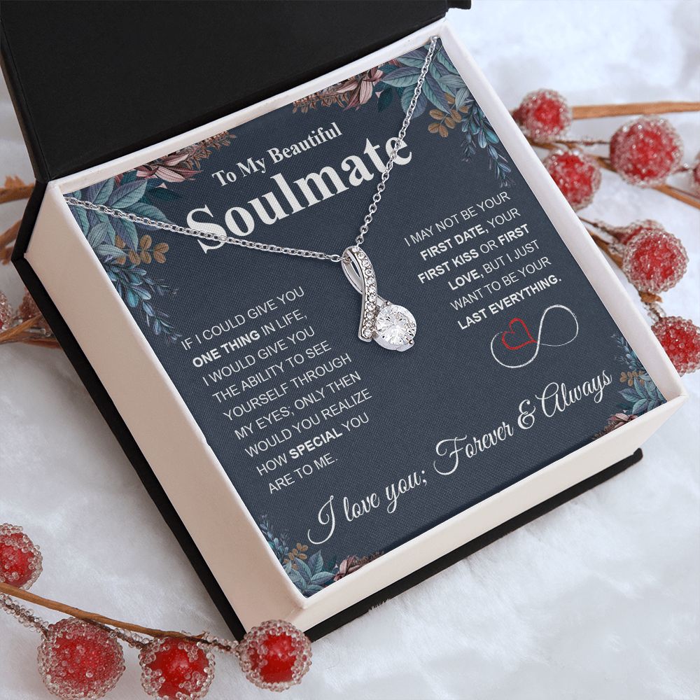 To My Beautiful Soulmate Necklace My Last Everything, Promise Necklace For Her, Fiance Gift For Her, Wedding Gifts For Future Wife With Message Card Box LED, Soulmate Necklace For Women, To My Wife Necklace Allruing Necklace