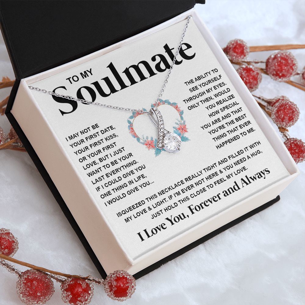 Couples Gifts Necklace To My Soulmate Necklace Valentine Christmas Jewelry Romantic Gifts For My Wife Pendant Jewelry with Message Card and Box Necklaces for Women Valentines Day Happy Anniversary Wedding Present Allruing Necklace