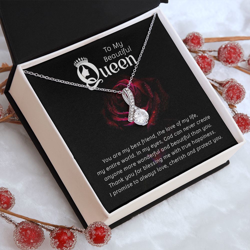 Couples Gifts, Beautiful Queen Necklace Gifts From Husband, Wedding Anniversary Jewelry For Wife From Husband, Wife Birthday From Husband, To My Soulmate Message Card and Gift Box styles On Birthday, Christmas, Anniversary  Allruing Necklace
