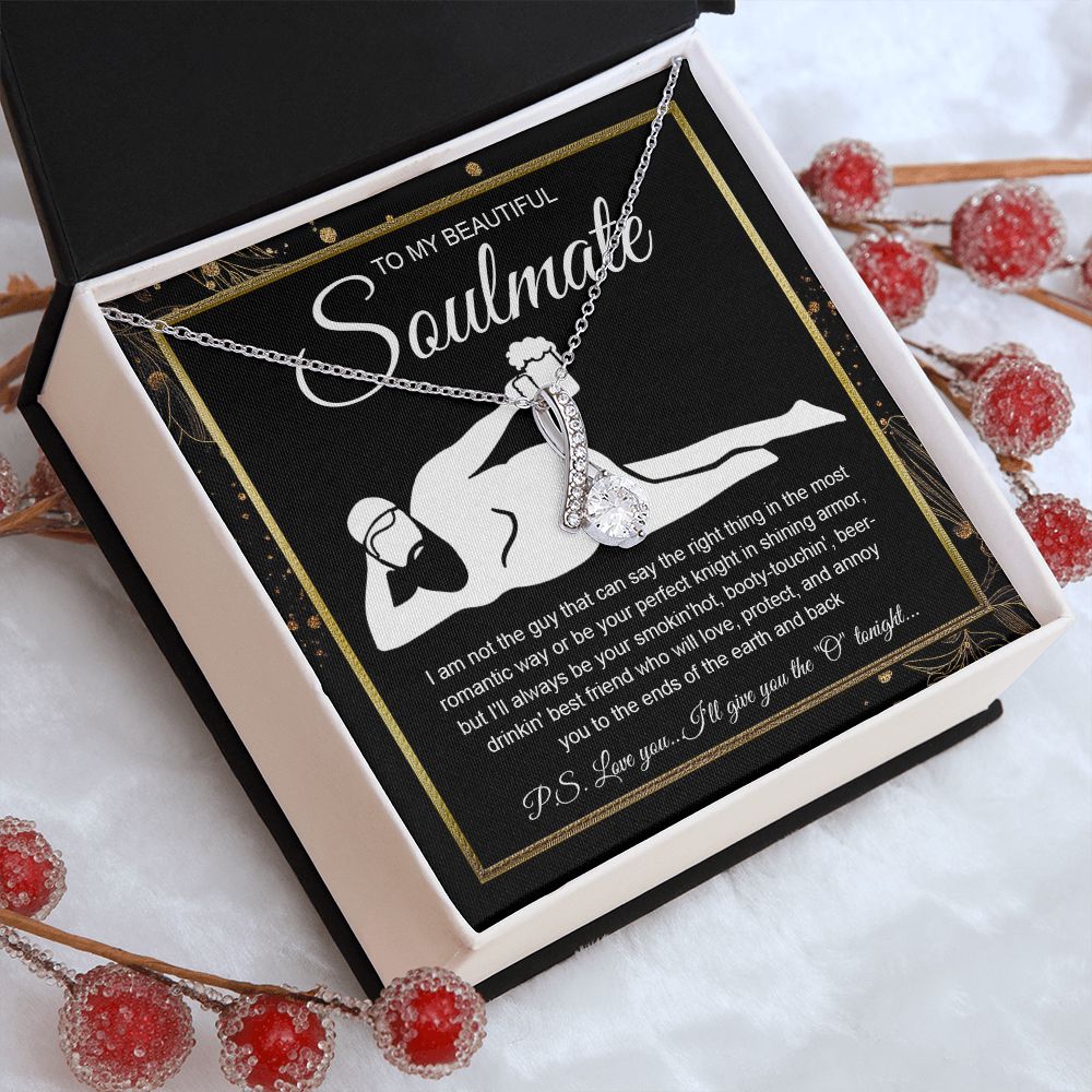 To My Beautiful Soulmate Necklace For Women, Funny Gifts For Girlfriend,Valentine Christmas Presents For Girlfriend, Best Birthday Meaningful Gift Ideas For Wife, Women Romantic Jewelry For Her Wedding Message Card and Gift Box Styles Allruing Necklace